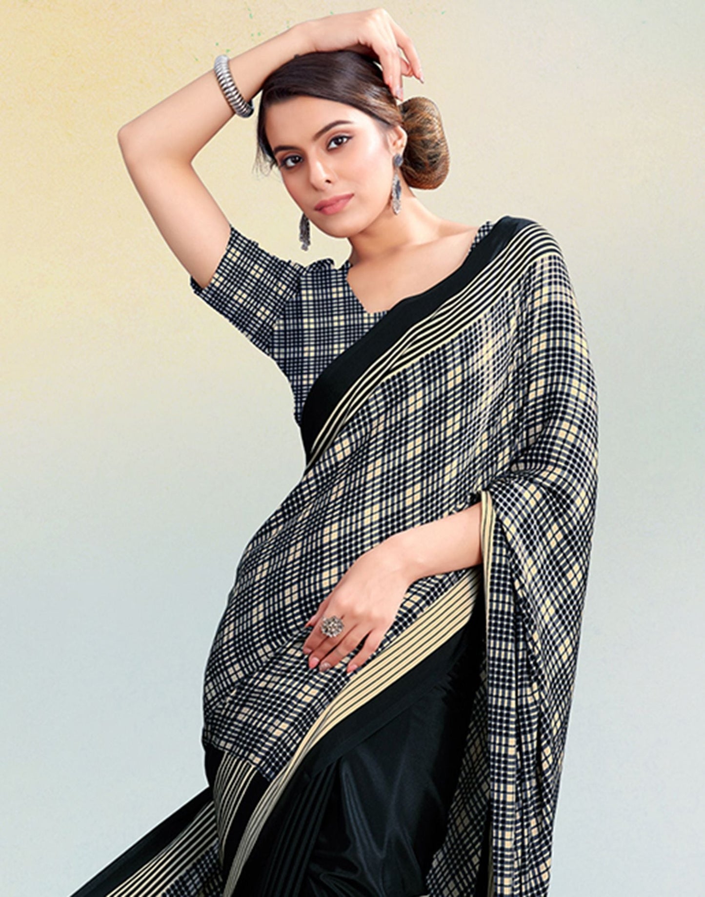 Black Silk Printed Saree | Sudathi
