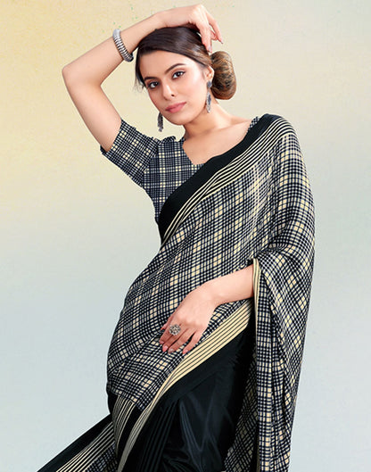 Black Silk Printed Saree | Sudathi