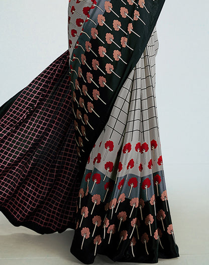 Grey Silk Printed Saree | Sudathi