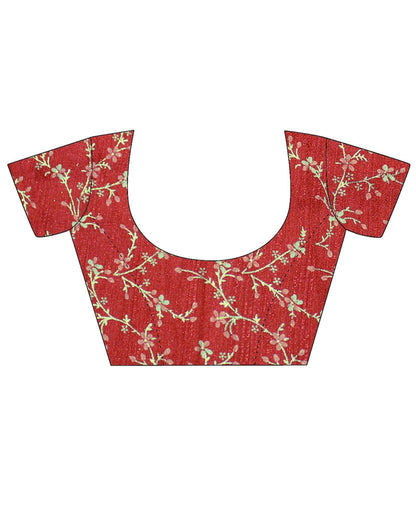Red Chiffon Printed Saree | Leemboodi