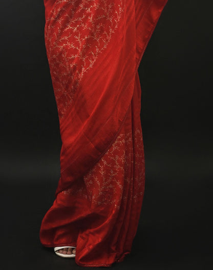 Red Chiffon Printed Saree | Leemboodi