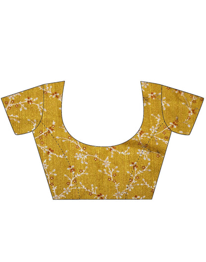 Turmeric Yellow Chiffon Printed Saree | Leemboodi