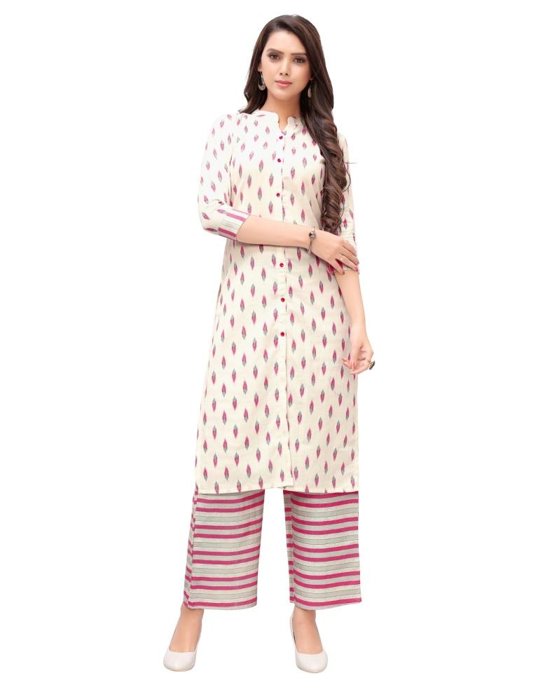 Off White Block Printed Cotton Kurti | Sudathi
