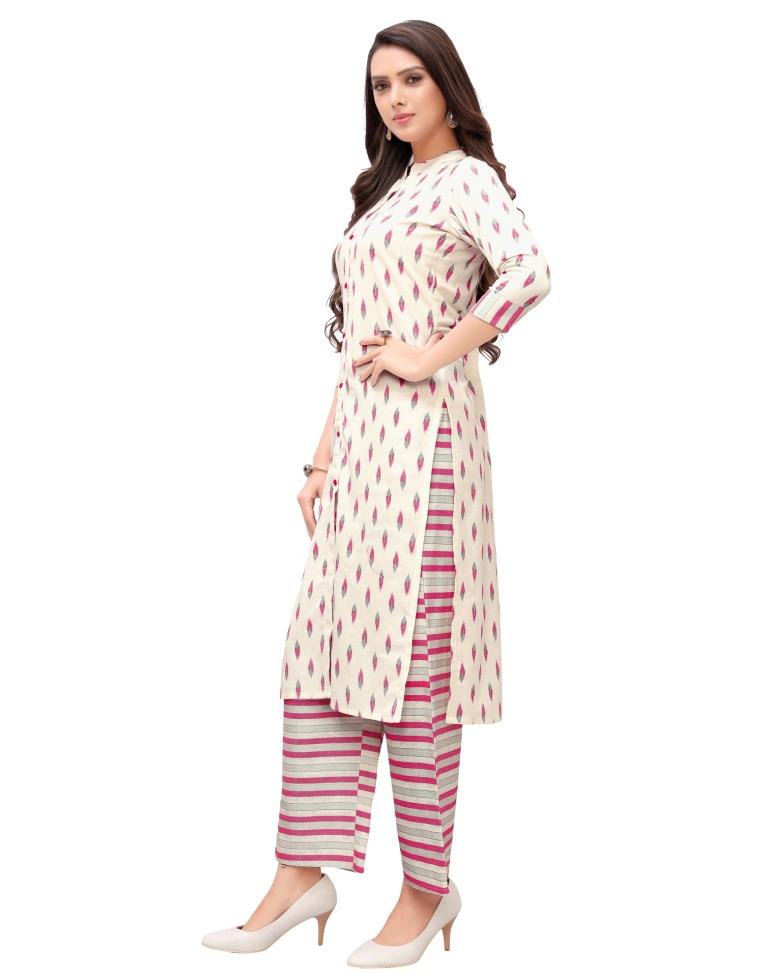 Off White Block Printed Cotton Kurti | Sudathi