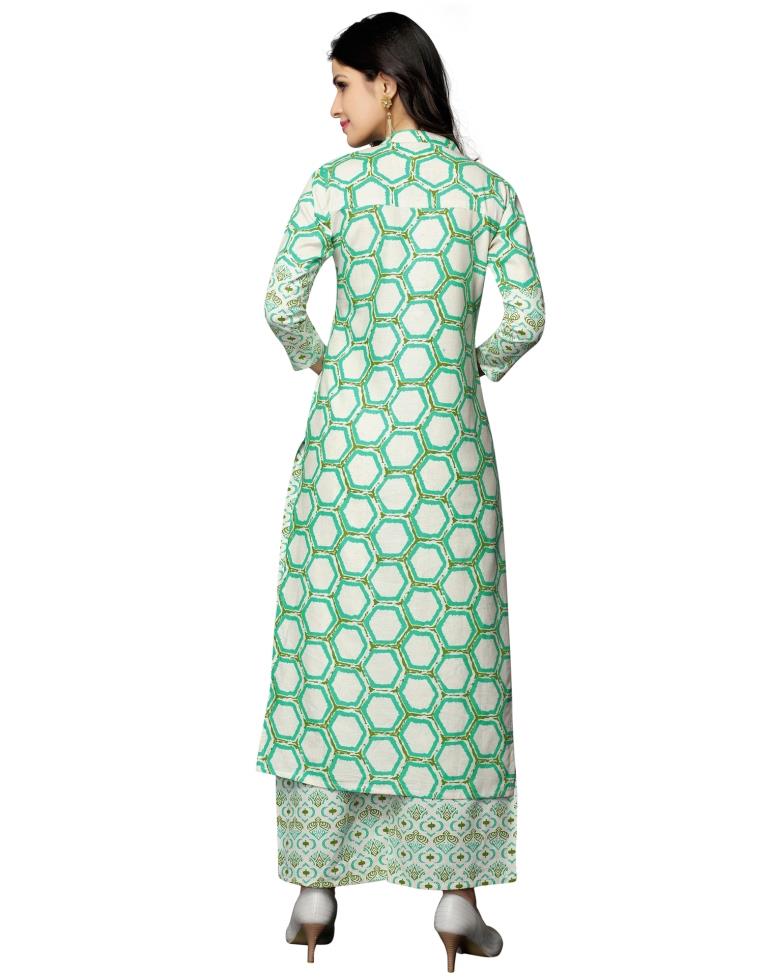 Off White Printed Cotton Kurti | Leemboodi