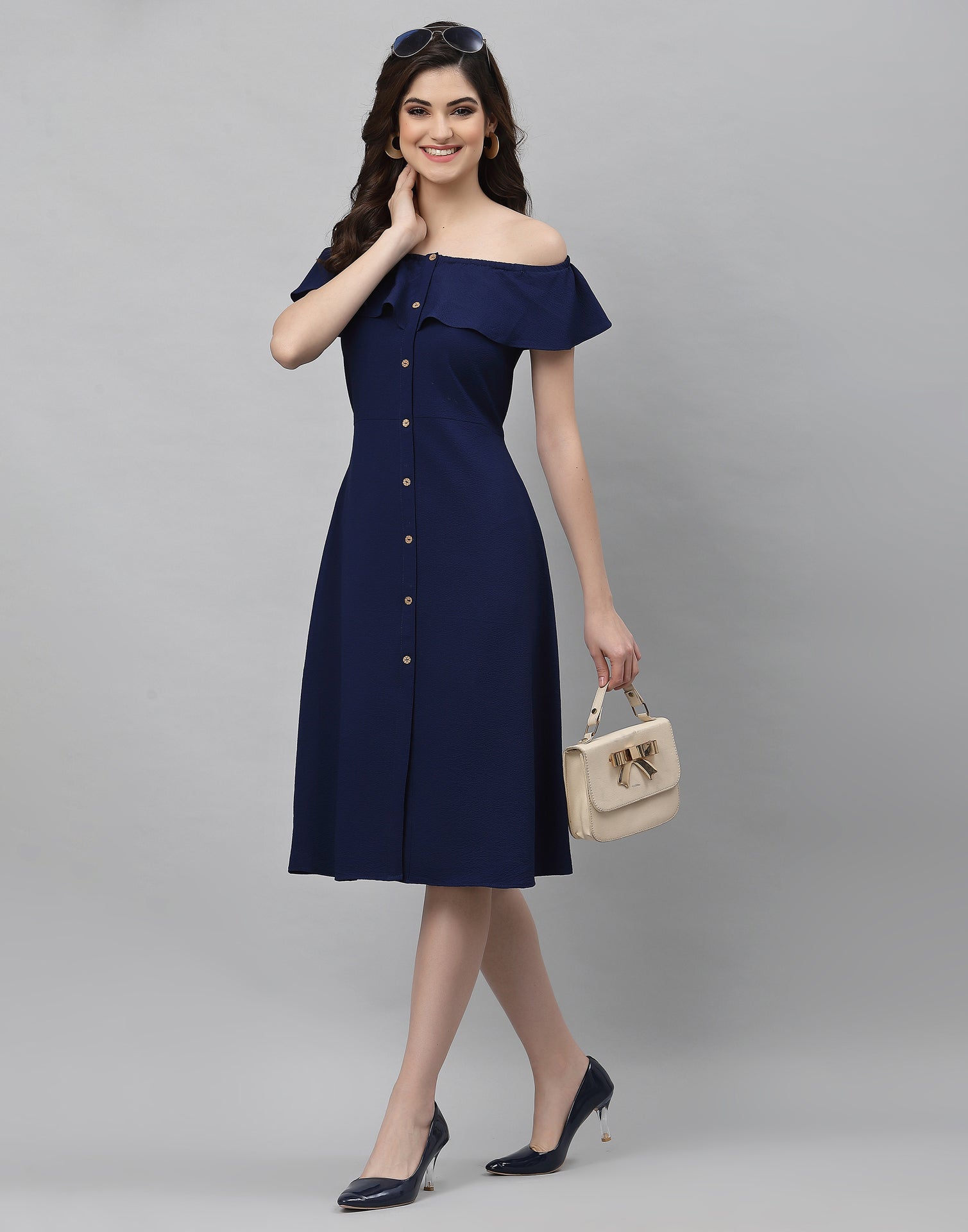 Blue Off Shoulder Dress | Sudathi