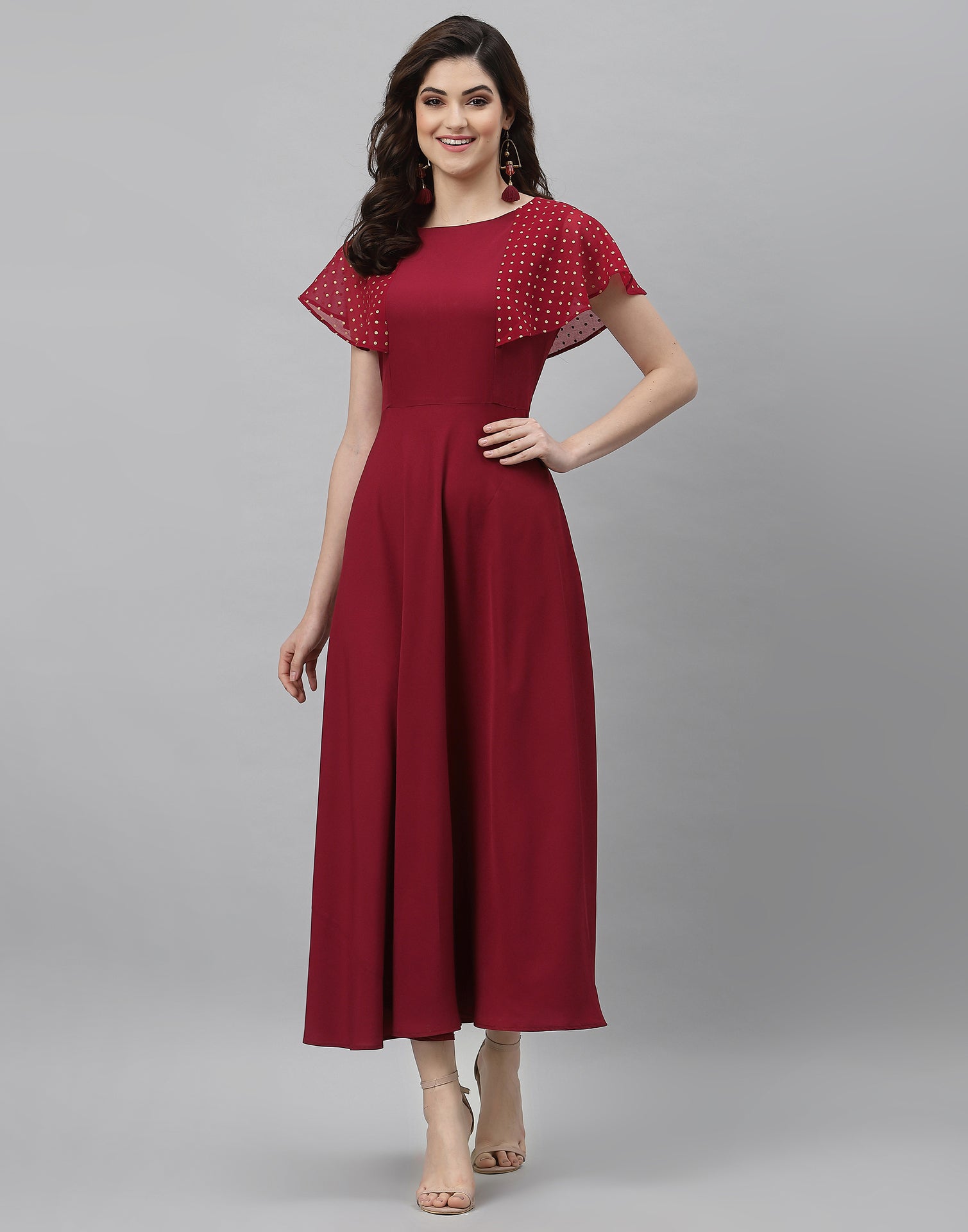 Maroon Solid Dress | Sudathi