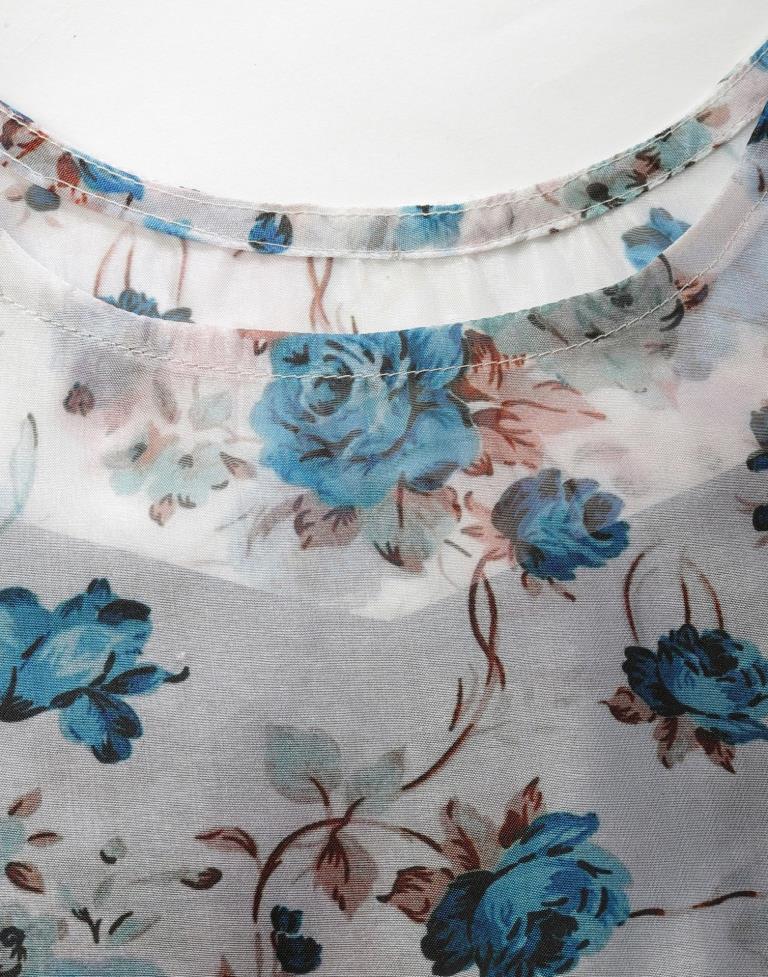 Off White And Teal A-Line Dress | Sudathi
