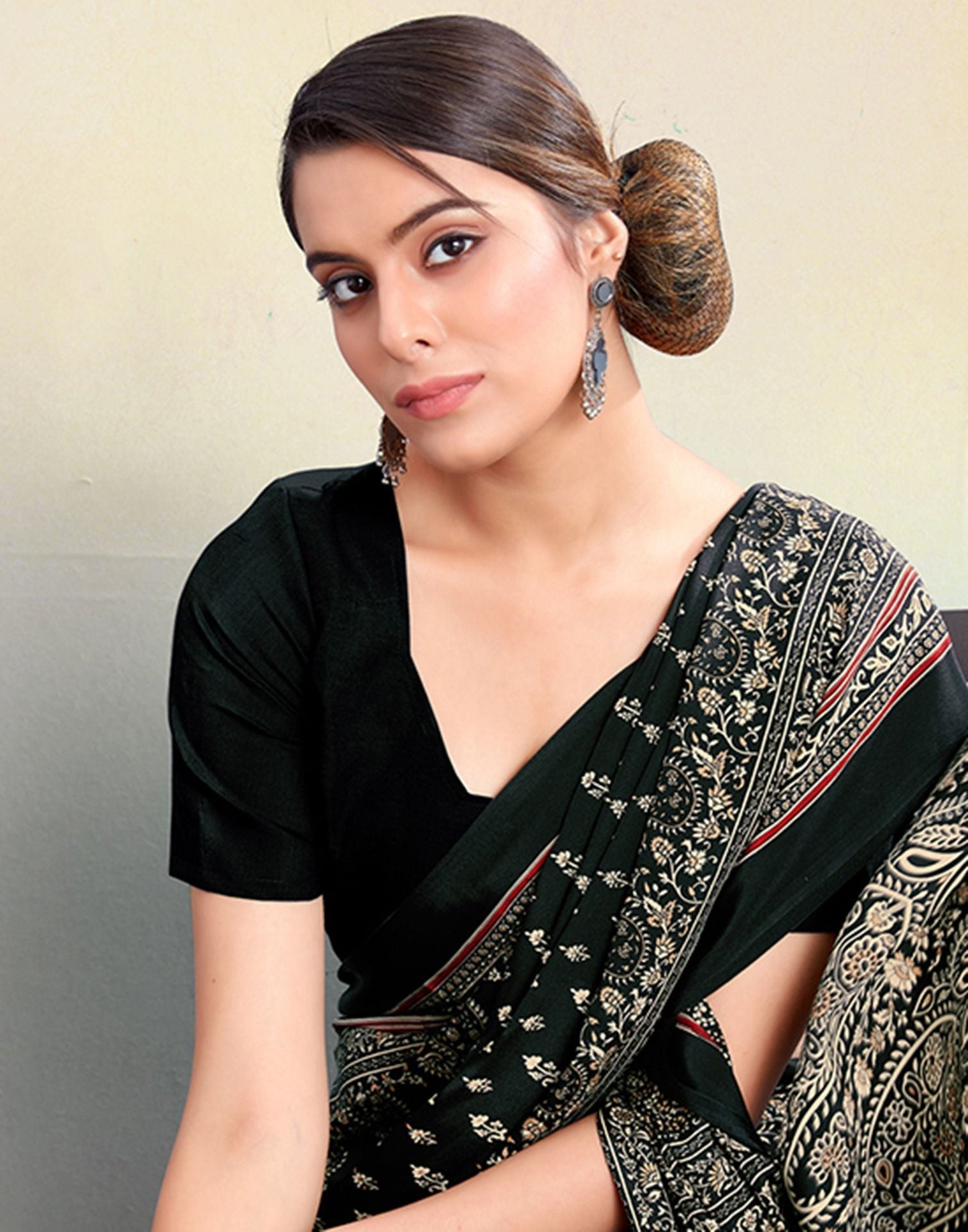 Black Silk Printed Saree | Leemboodi