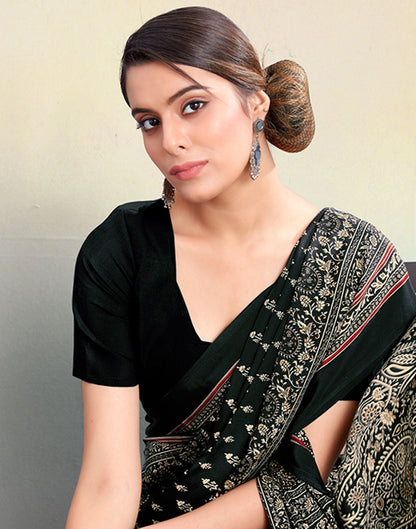 Black Silk Printed Saree | Leemboodi