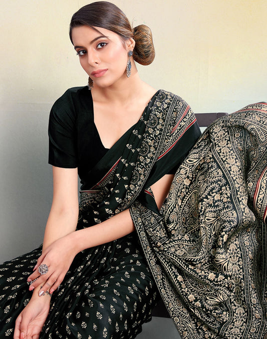 Black Silk Printed Saree | Leemboodi