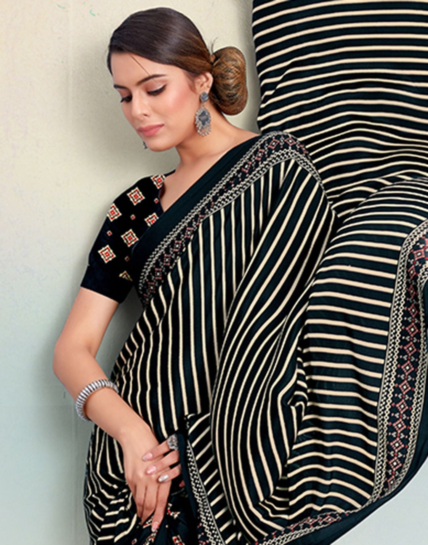 Black Silk Printed Saree | Sudathi