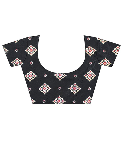 Black Silk Printed Saree | Sudathi