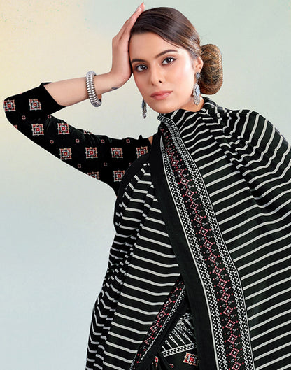 Black Silk Printed Saree | Sudathi