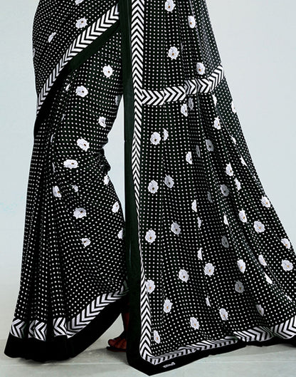 Black Silk Printed Saree | Sudathi