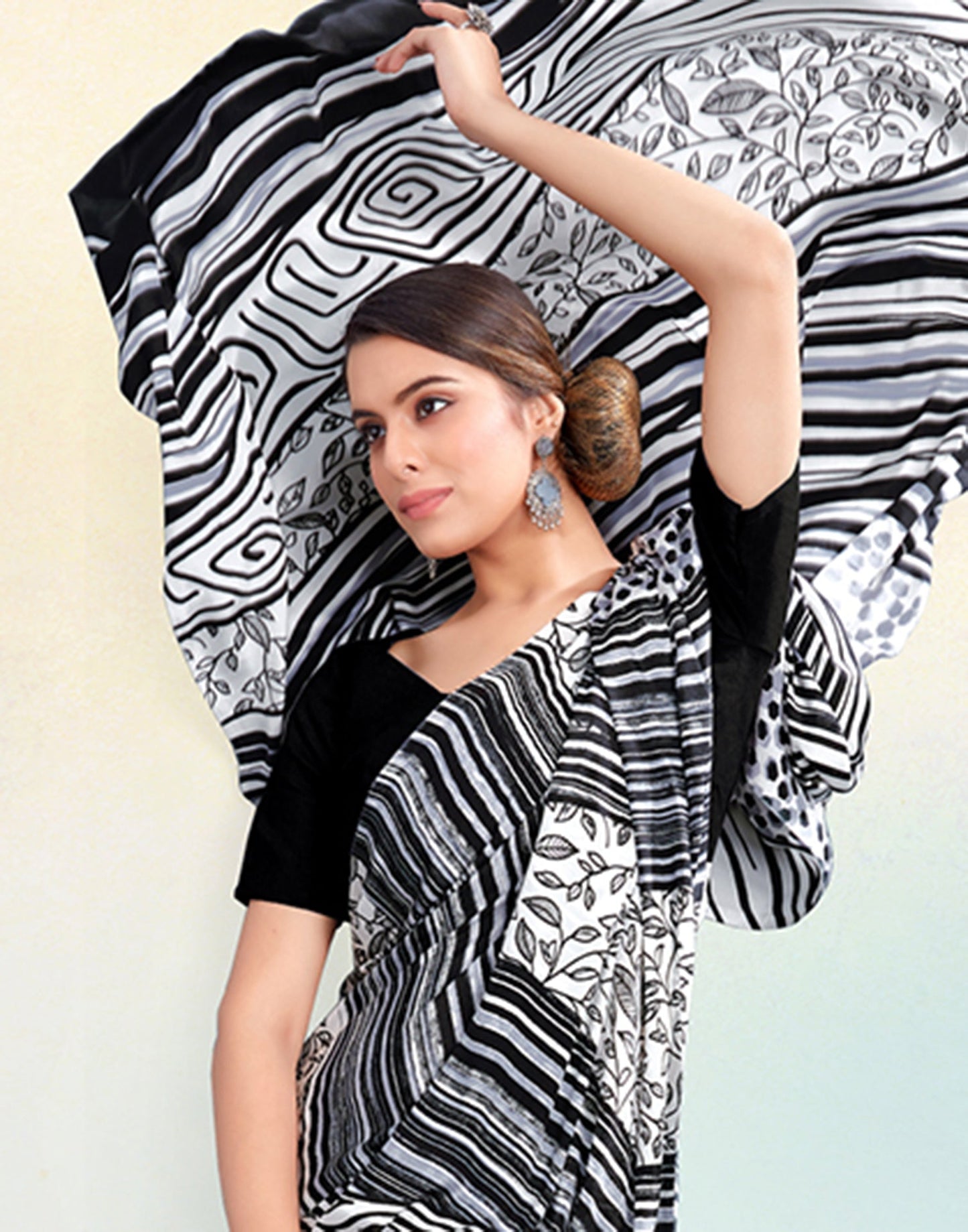 White Silk Printed Saree | Sudathi