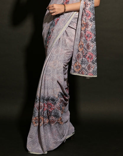 Light Grey Georgette Sequence Saree | Leemboodi