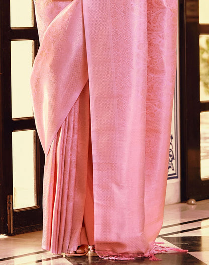 Light Pink Kanjivaram Silk Saree | Leemboodi