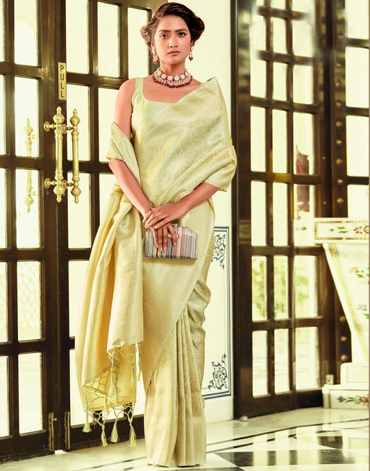 Pista Green Kanjivaram Silk Saree | Leemboodi