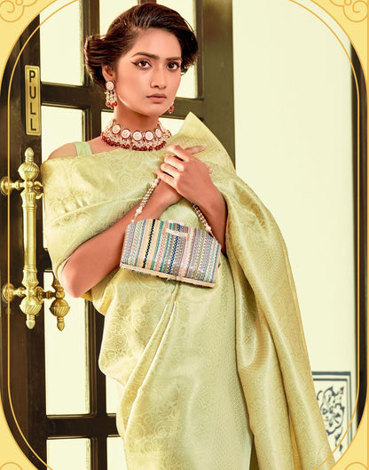 Pista Green Kanjivaram Silk Saree | Leemboodi