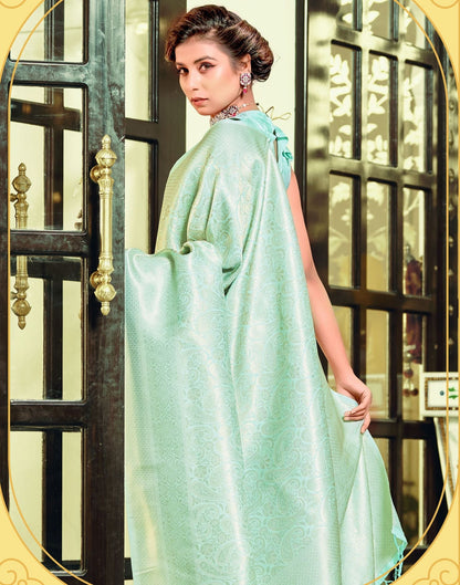 Turquoise Kanjivaram Silk Saree | Leemboodi