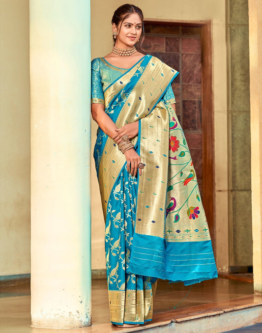 Blue Paithani Silk Saree | Leemboodi