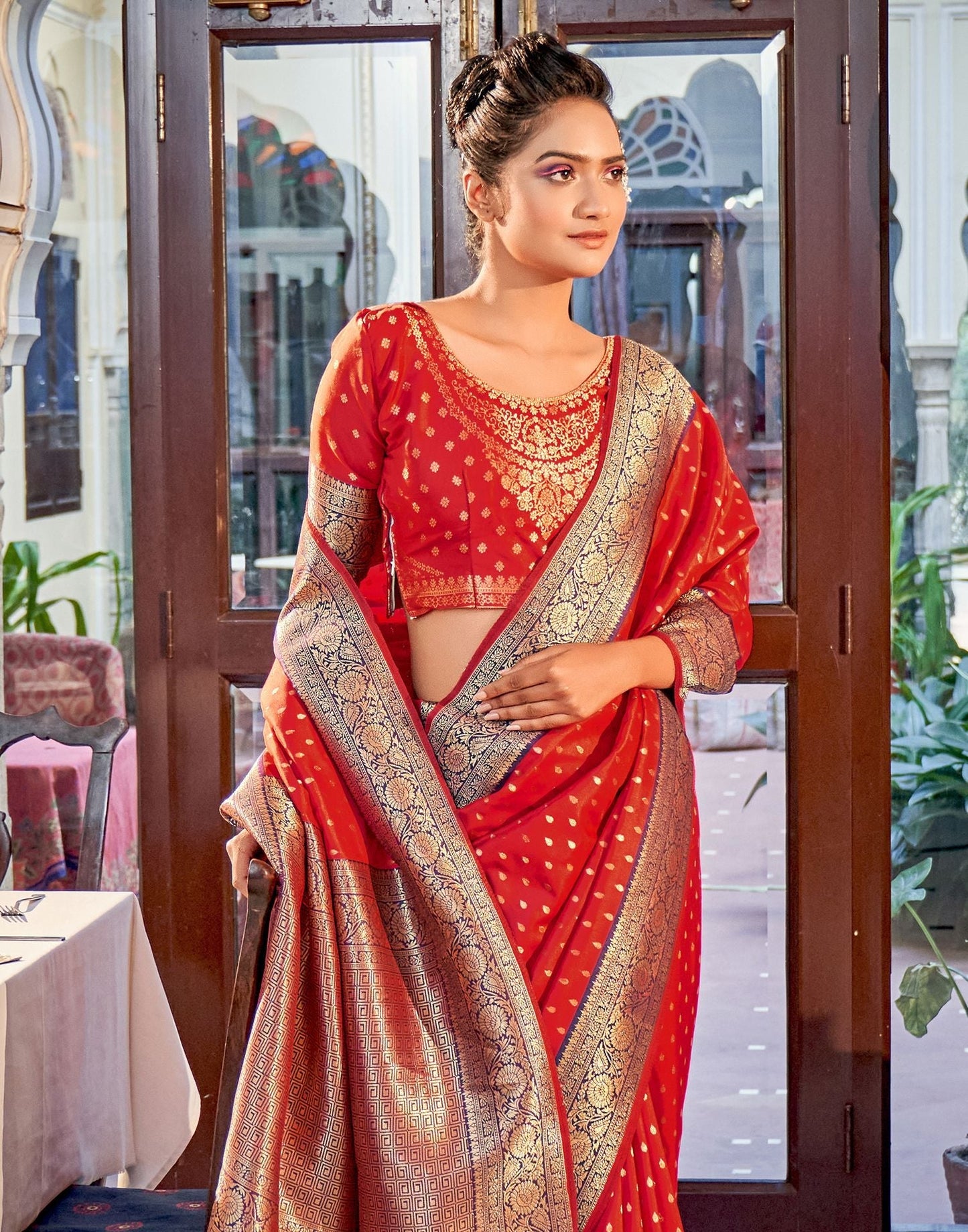 Red Silk Banarasi Saree | Leemboodi