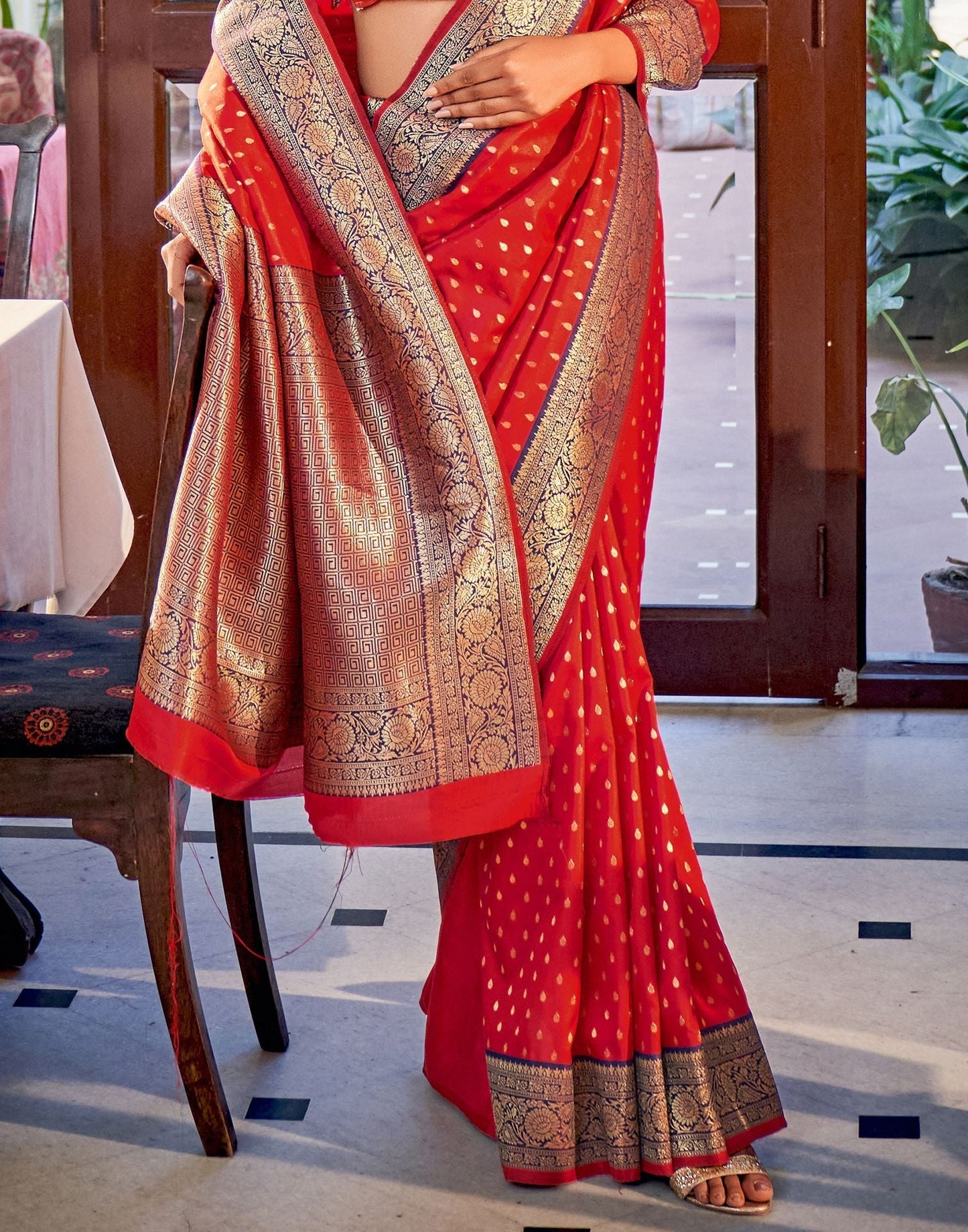 Red Silk Banarasi Saree | Leemboodi