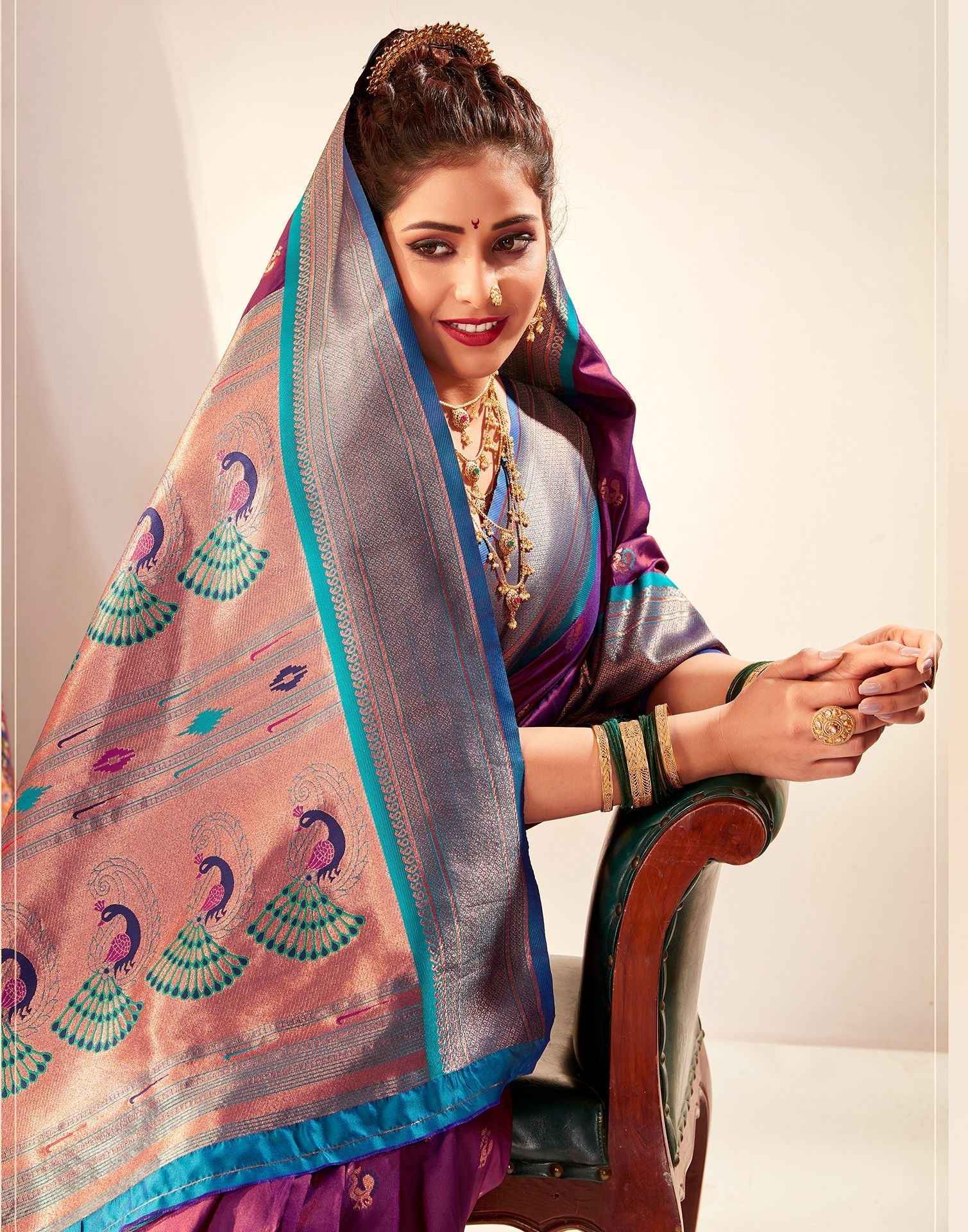 Purple Paithani Silk Saree | Leemboodi