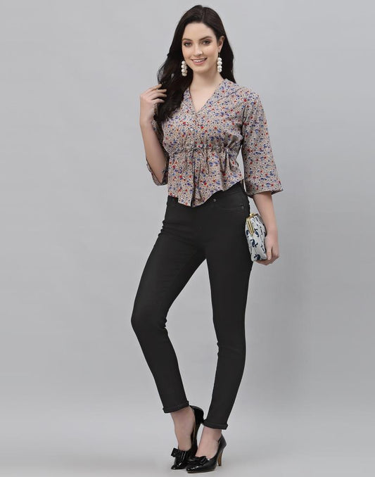 Beige Printed Top | Sudathi