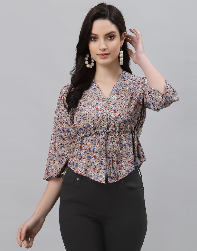 Beige Printed Top | Sudathi