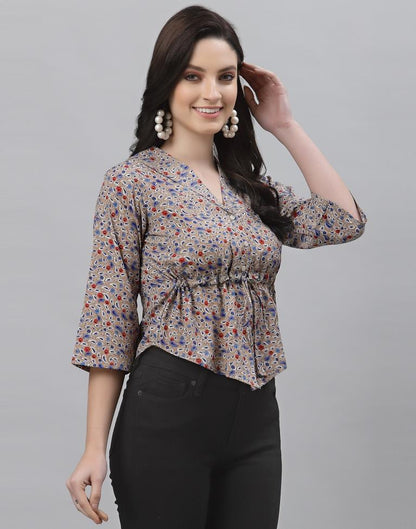 Beige Printed Top | Sudathi