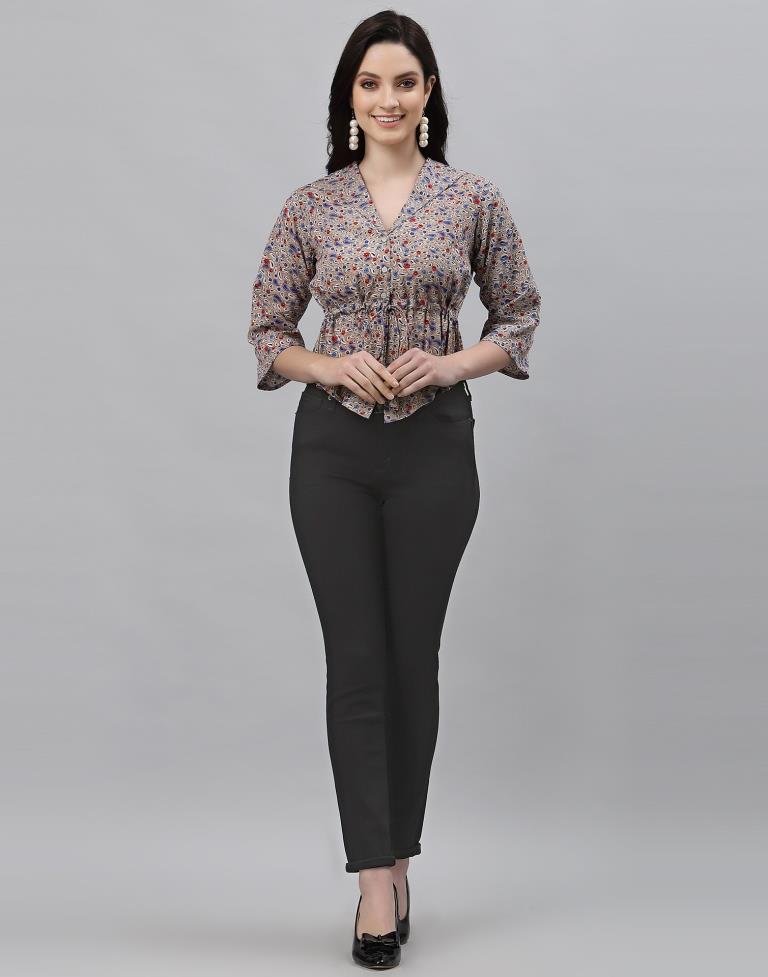 Beige Printed Top | Sudathi
