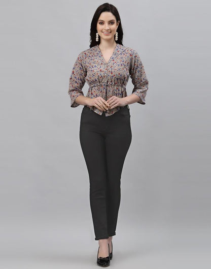 Beige Printed Top | Sudathi