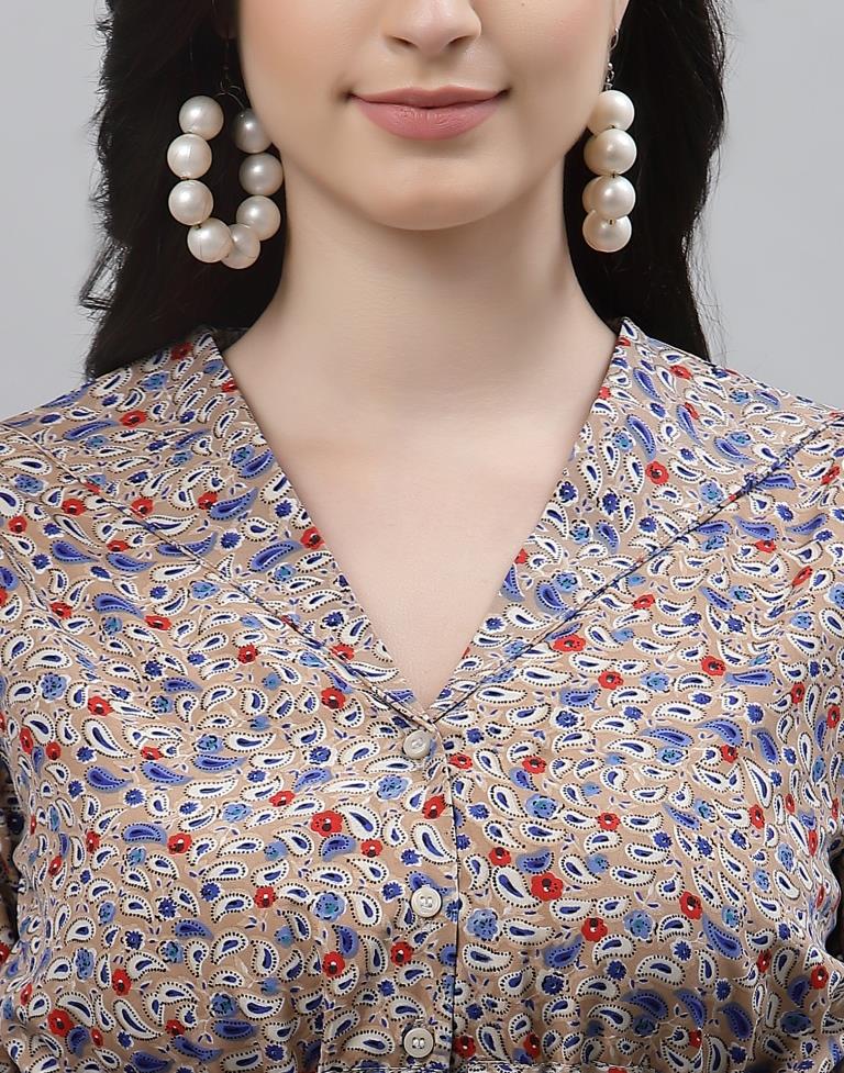 Beige Printed Top | Sudathi