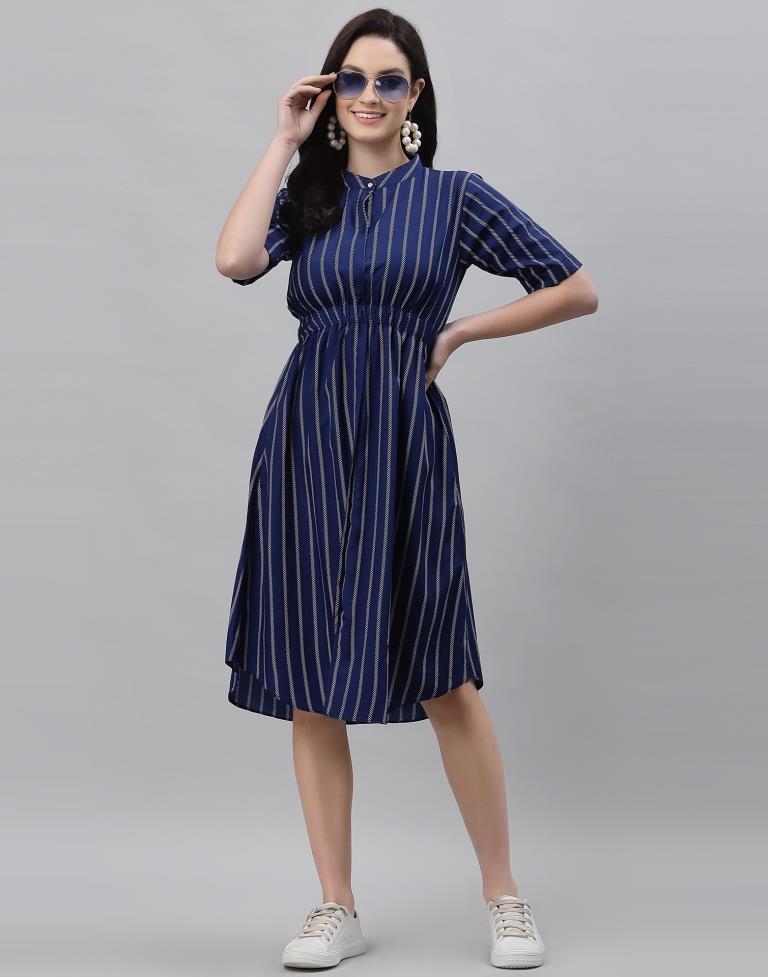 Blue Colored Crepe Printed Top | Sudathi