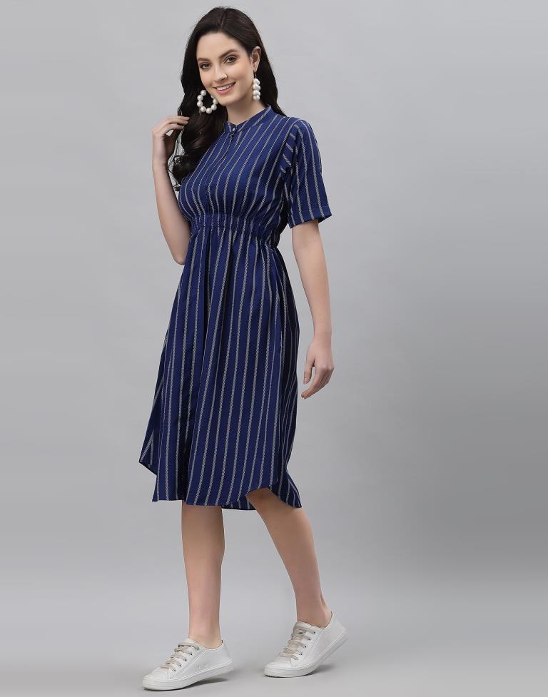 Blue Colored Crepe Printed Top | Sudathi