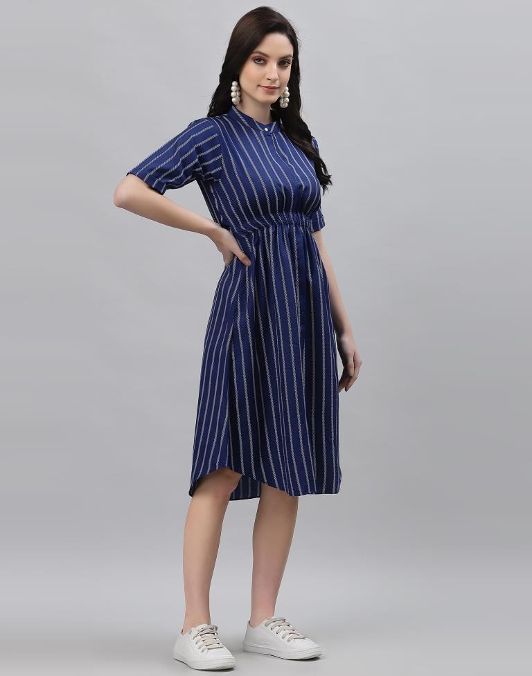Blue Colored Crepe Printed Top | Sudathi