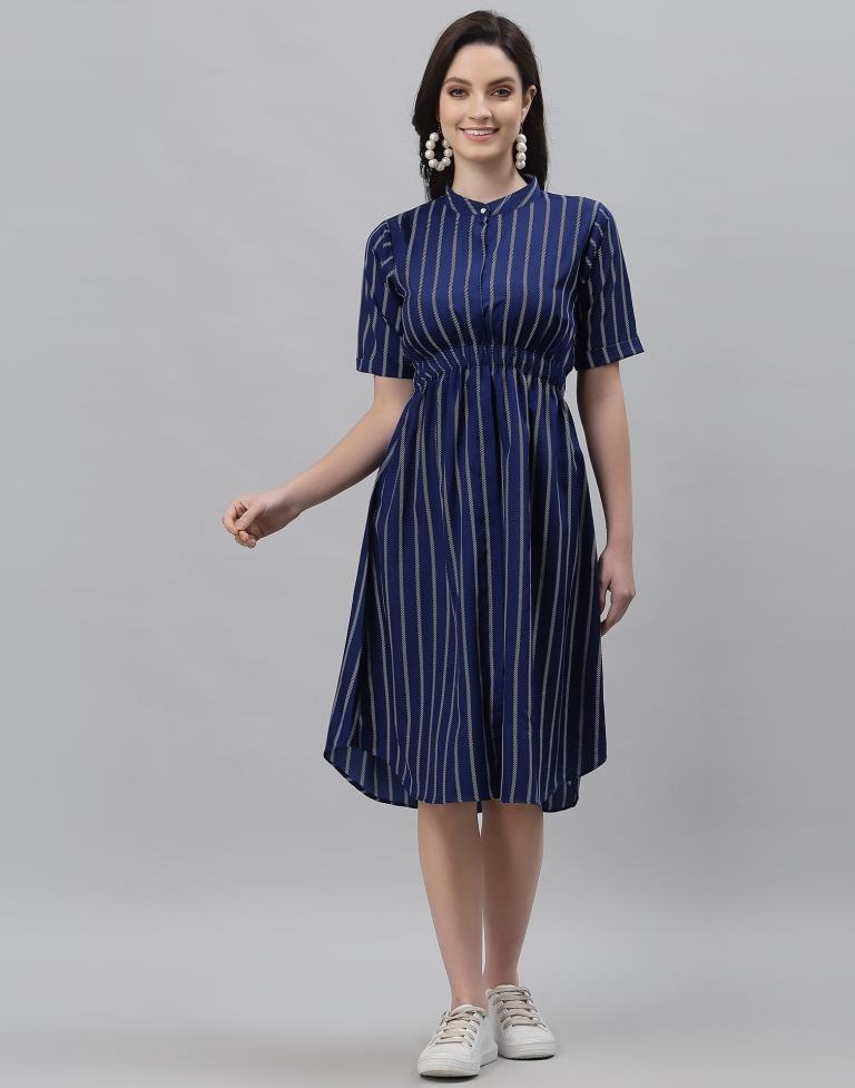 Blue Colored Crepe Printed Top | Sudathi