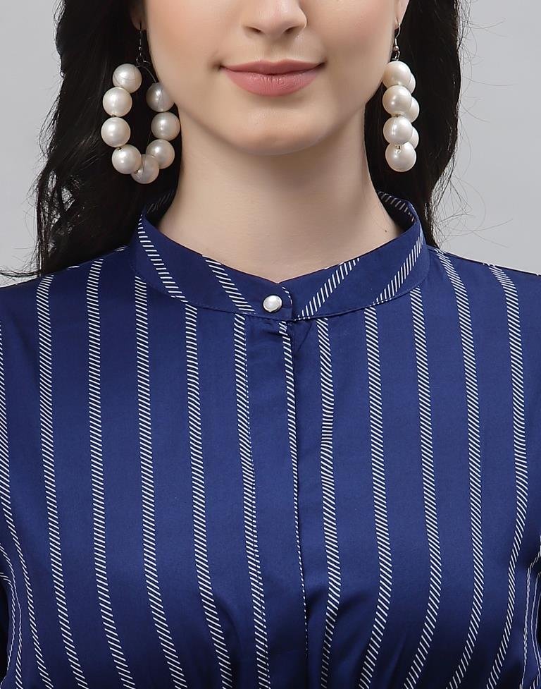 Blue Colored Crepe Printed Top | Sudathi