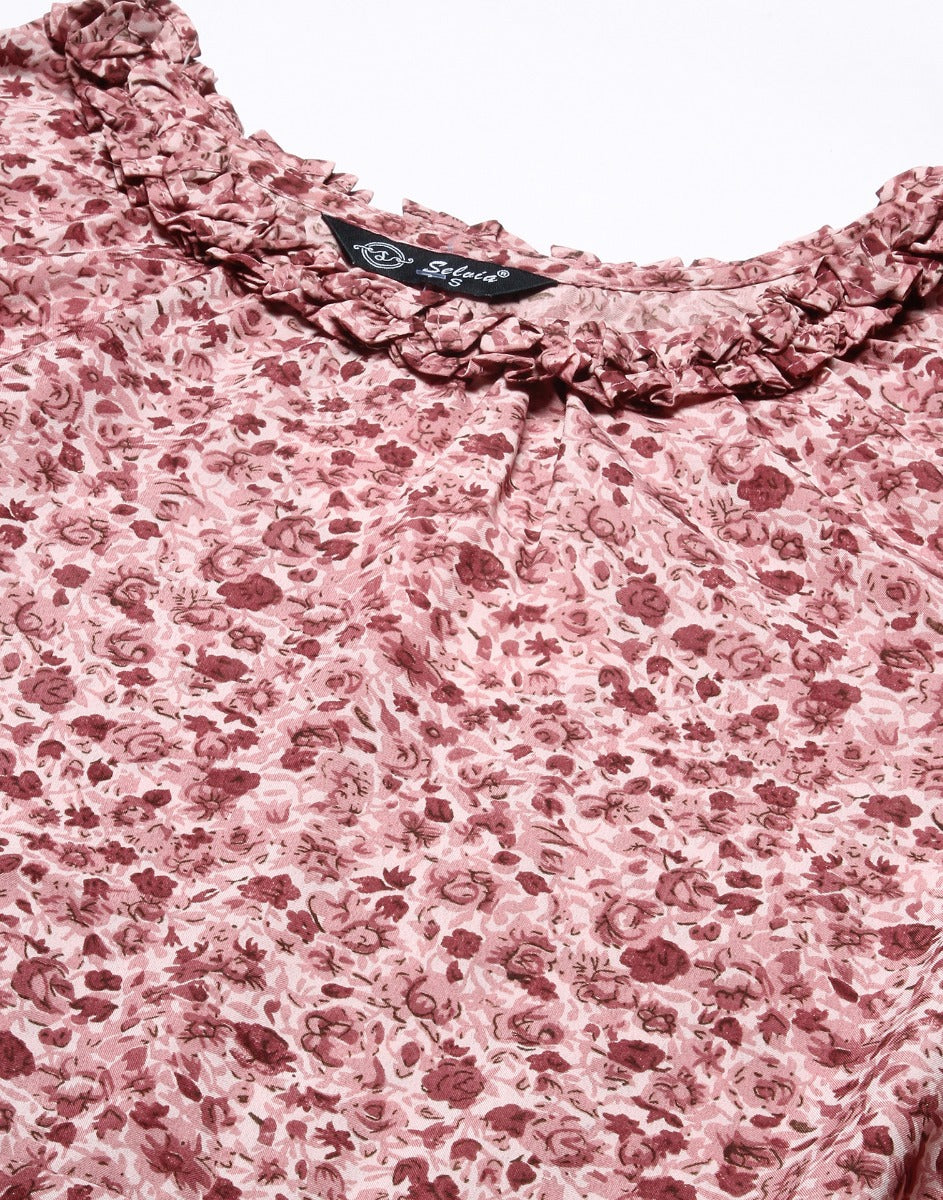 Rose Pink Ruffle Dress | Sudathi