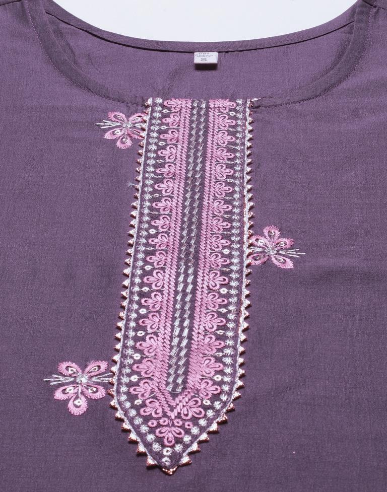 Purple Kurti With Pant And Dupatta | Leemboodi