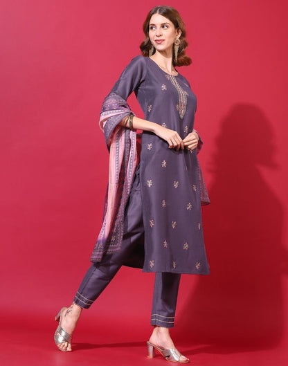 Purple Kurti With Pant And Dupatta | Leemboodi