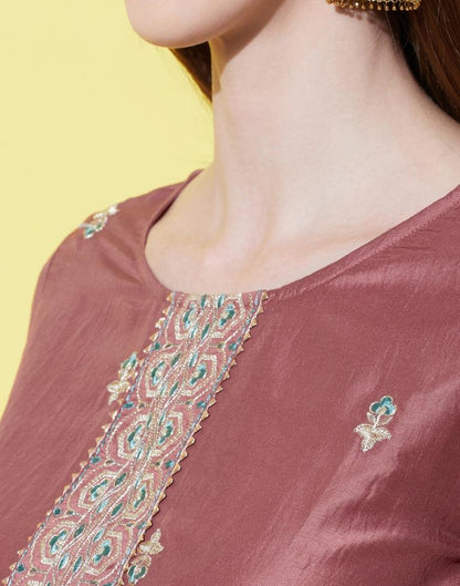 Rose Wood Kurti With Pant And Dupatta | Leemboodi