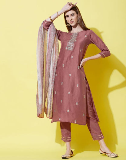 Rose Wood Kurti With Pant And Dupatta | Leemboodi