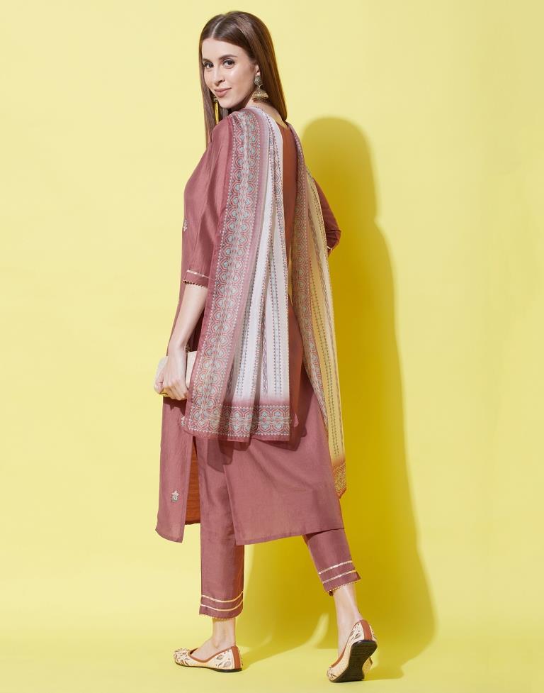 Rose Wood Kurti With Pant And Dupatta | Leemboodi