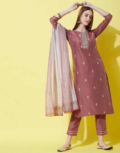 Rose Wood Kurti With Pant And Dupatta | Leemboodi