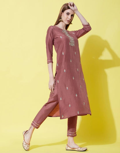 Rose Wood Kurti With Pant And Dupatta | Leemboodi