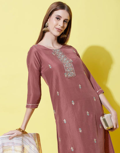 Rose Wood Kurti With Pant And Dupatta | Leemboodi