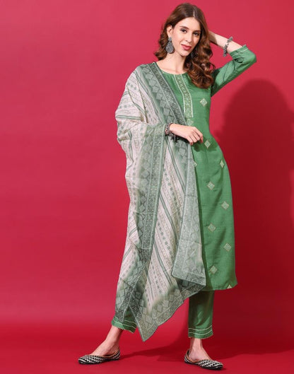 Green Kurti With Pant And Dupatta | Leemboodi